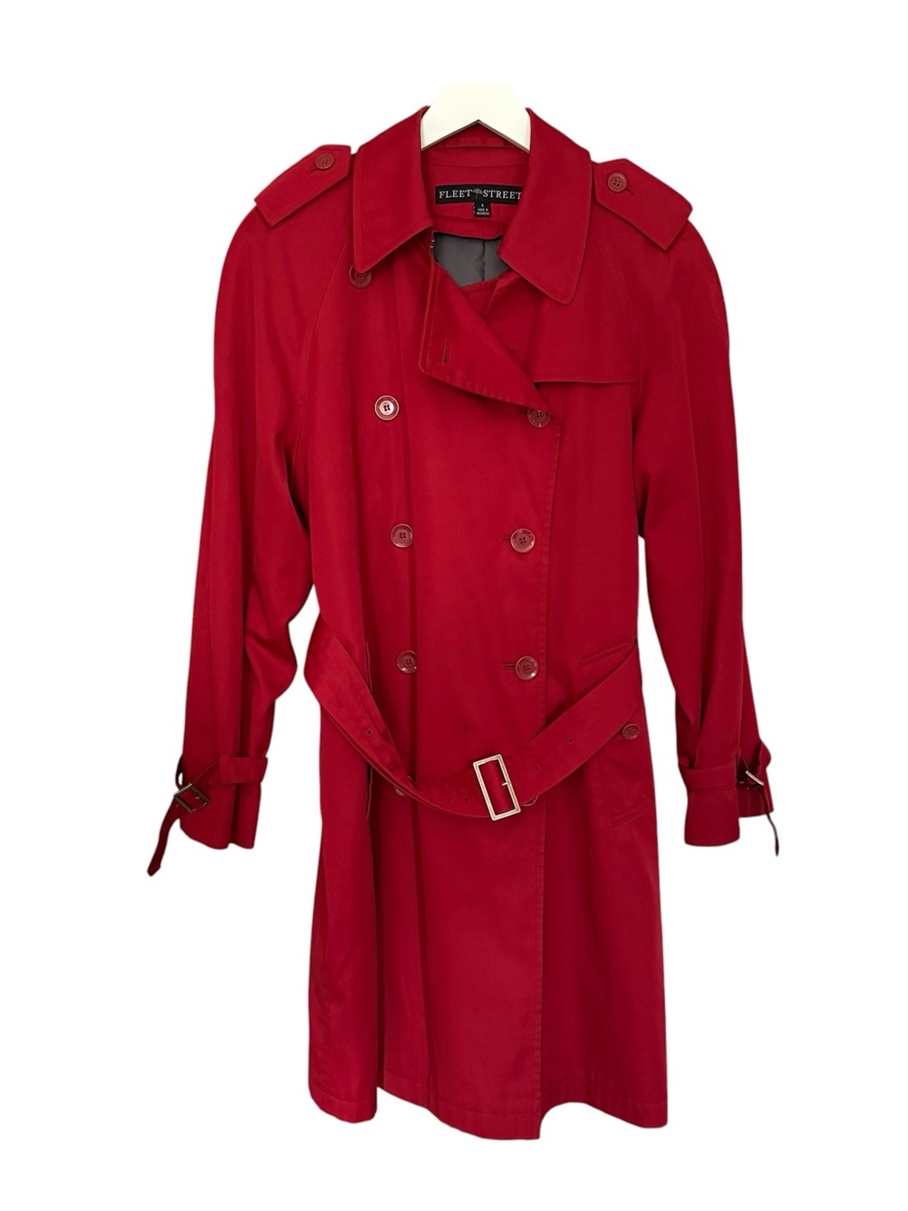 Fleet Street Red Double Breasted Belted Trench Coat Women’s Size 8 Outerwear